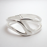 Open Wave Silvertone Hinged Cuff Bracelet